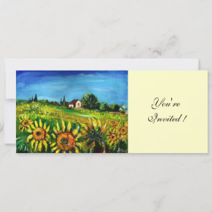 SUNFLOWERS AND COUNTRYSIDE IN TUSCANY, INVITATION