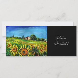 SUNFLOWERS AND COUNTRYSIDE IN TUSCANY, INVITATION