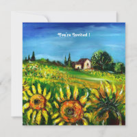 SUNFLOWERS AND COUNTRYSIDE IN TUSCANY,