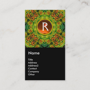 SUNFLOWERS AND COUNTRYSIDE IN TUSCANY, monogram Business Card