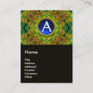 SUNFLOWERS AND COUNTRYSIDE IN TUSCANY, monogram Business Card