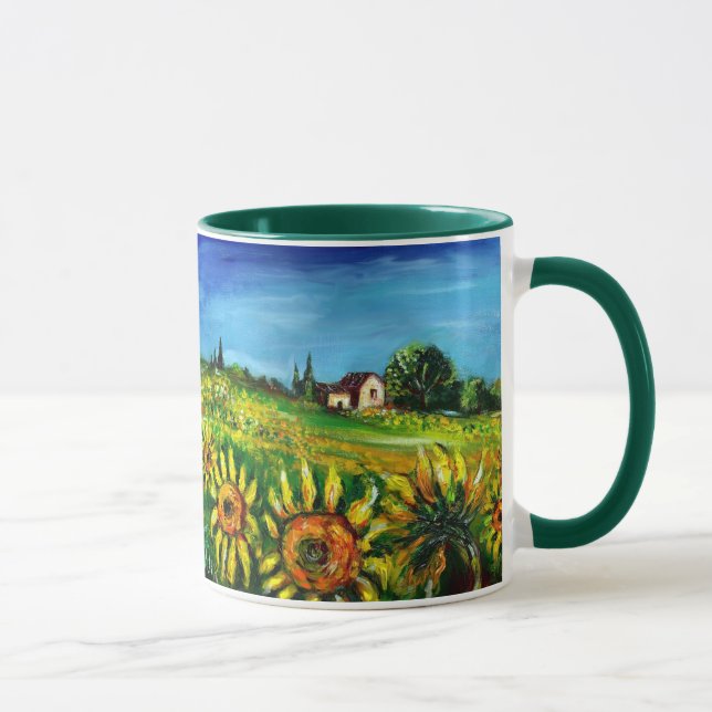 SUNFLOWERS AND COUNTRYSIDE IN TUSCANY MUG (Right)