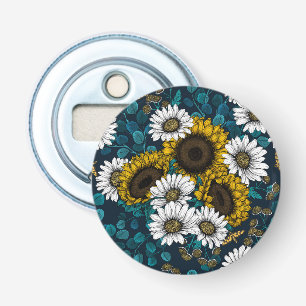 Sunflowers and daisies, summer garden 2 bottle opener