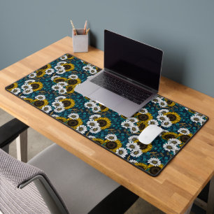 Sunflowers and daisies, summer garden 2 desk mat