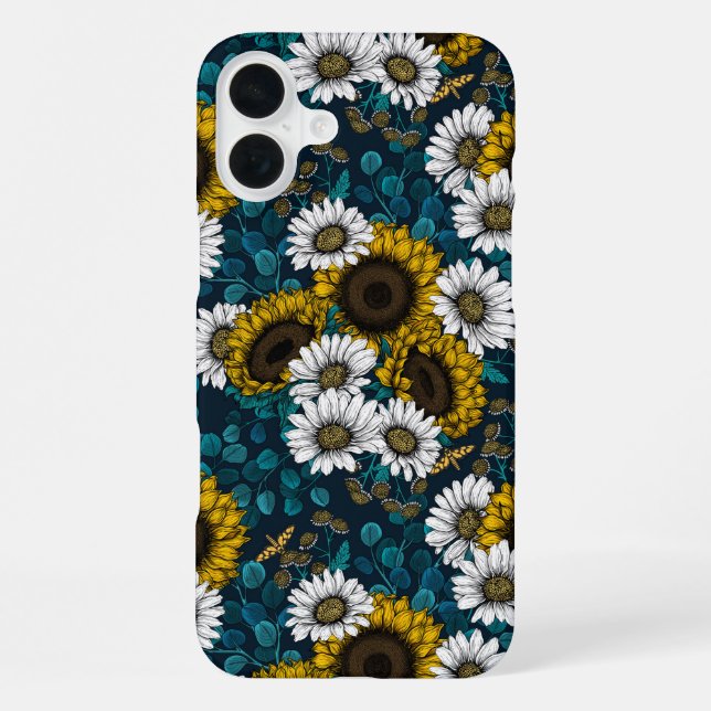 Sunflowers and daisies, summer garden 2 iPhone case (Back)