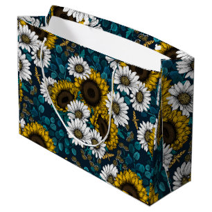 Sunflowers and daisies, summer garden 2 large gift bag