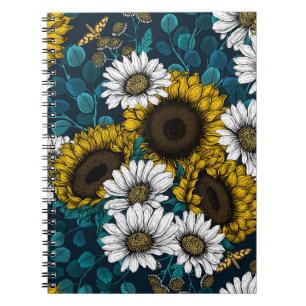 Sunflowers and daisies, summer garden 2 notebook