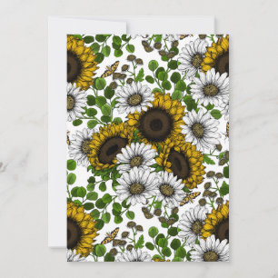 Sunflowers and daisies, summer garden 3