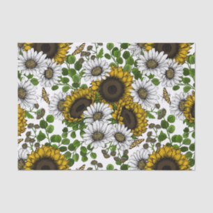 Sunflowers and daisies, summer garden 3 tissue paper