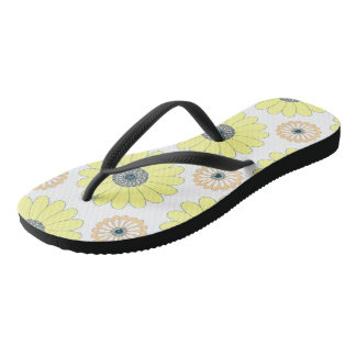 Sunflowers and daisy seamless floral pattern jandals