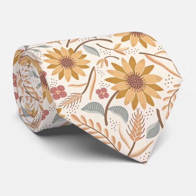 Sunflowers and ears of wheat  tie (Rolled)