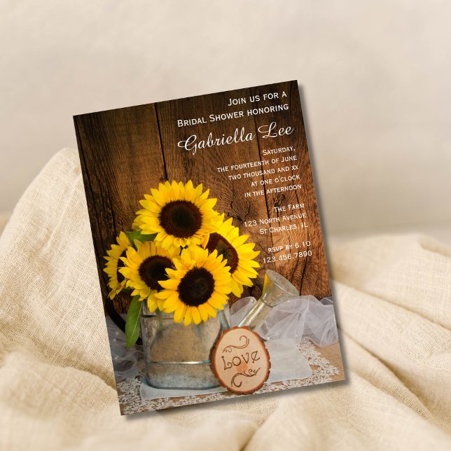 Sunflowers and Garden Watering Can Bridal Shower Invitation (Creator Uploaded)