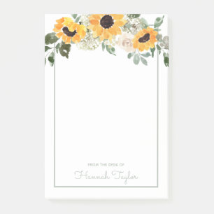 Sunflowers and Greenery Personalised Post-it Notes