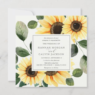 Sunflowers and Greenery Wedding Invitation