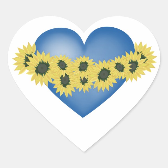 Sunflowers and heart. Love and flowers. Heart Sticker (Front)