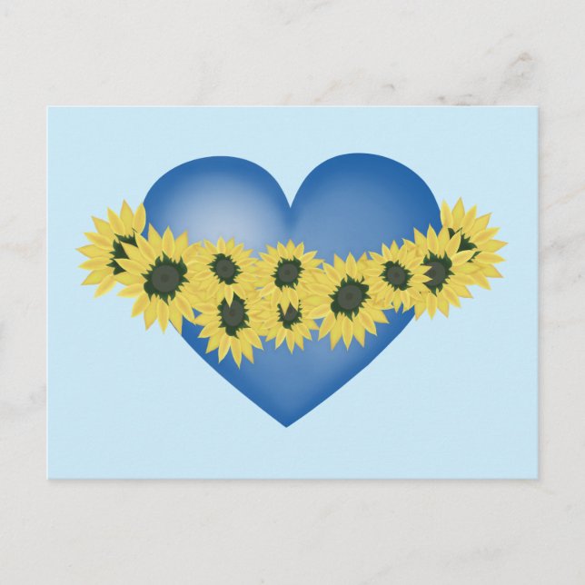 Sunflowers and heart. Support Ukraine Postcard (Front)