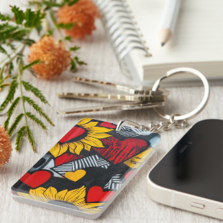 sunflowers and hearts key ring