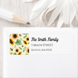 Sunflowers and Honey Bee Return Address Labels