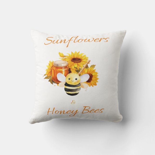 "Sunflowers and Honey Bees" Cushion (Back)