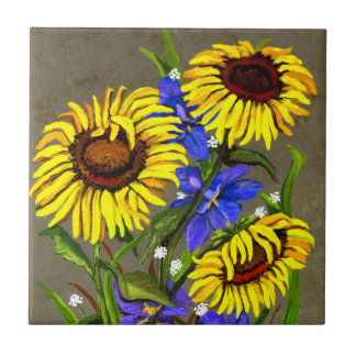 Sunflowers and Irises Tile