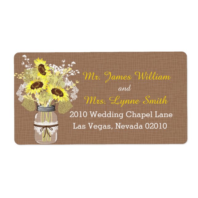 Sunflowers and Lace Wedding Label (Front)