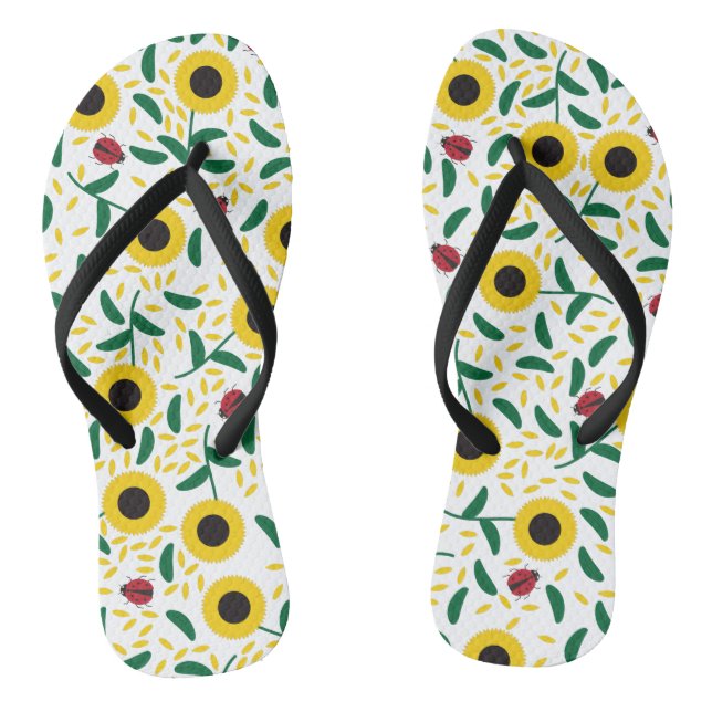 Sunflowers and Ladybugs Pattern Jandals (Footbed)