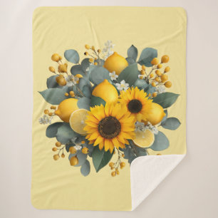 Sunflowers and Lemons Autumn Arrangement Sherpa Blanket