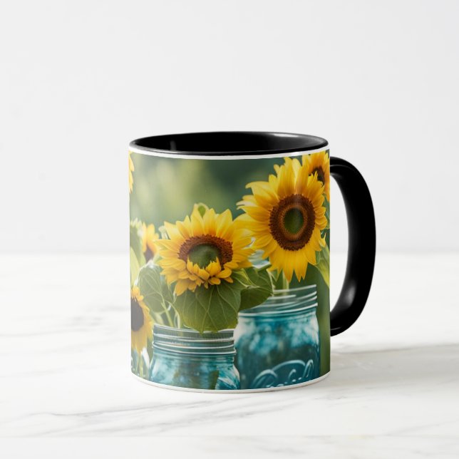 Sunflowers and Mason Jars Mug (Front Right)