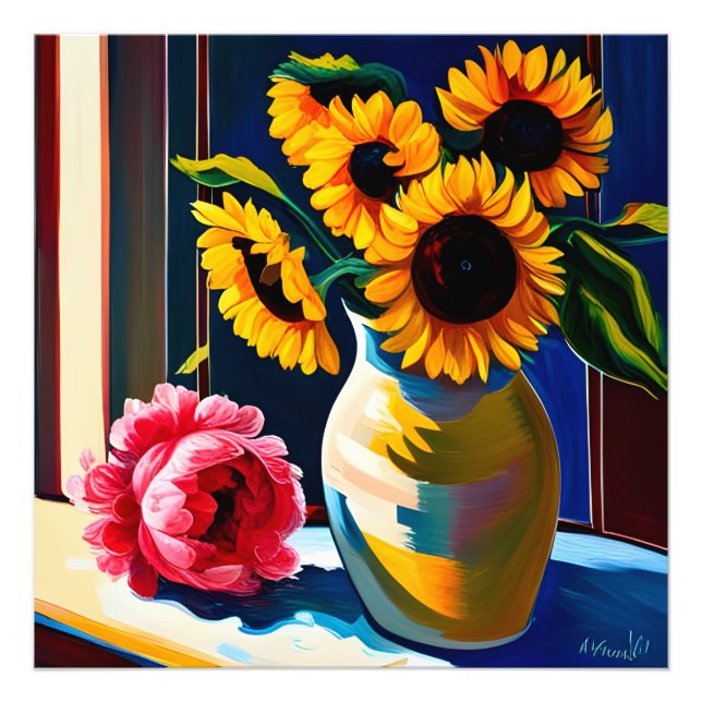 Sunflowers and peony poster (Front)
