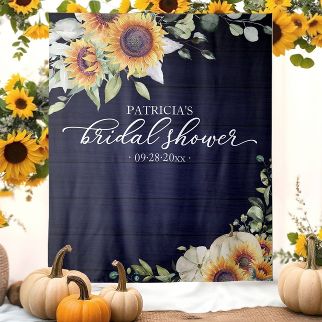 Sunflowers and Pumpkin Fall Bridal Shower Backdrop Tapestry (Creator Uploaded)