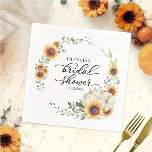 Sunflowers and Pumpkin Fall Bridal Shower Napkin