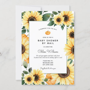 Sunflowers and Pumpkins Baby Shower By Mail Invitation