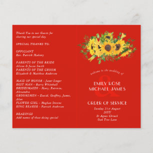 Sunflowers and RED Wedding Program or other event
