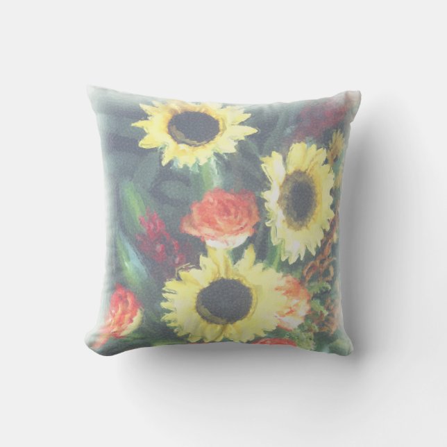 Sunflowers and Roses American MoJo Pillow (Front)