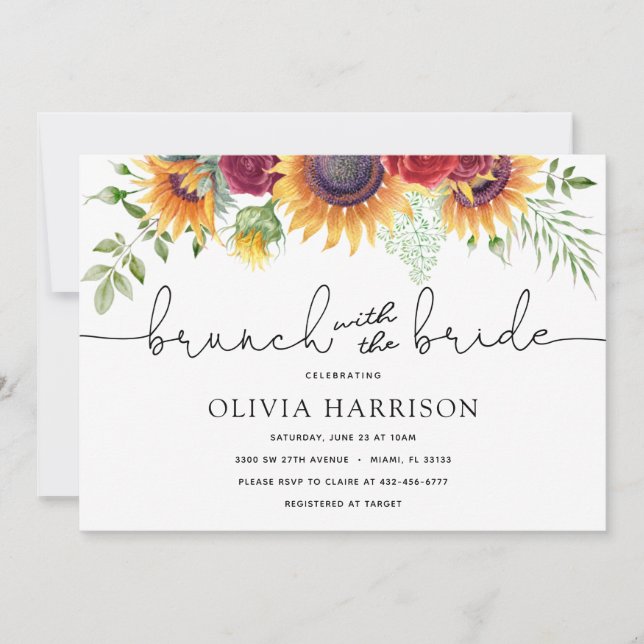 Sunflowers and Roses Brunch with the Bride Shower Invitation (Front)