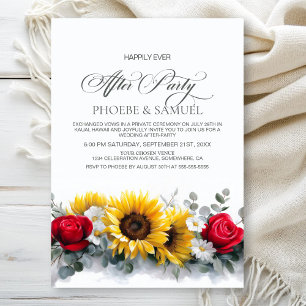 Sunflowers and Roses Wedding After Party Invitation