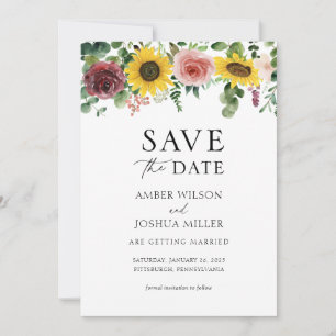 Sunflowers and Roses Wedding Save the Date