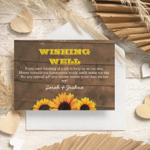 Sunflowers and Rustic Wood Wedding Wishing Well Enclosure Card
