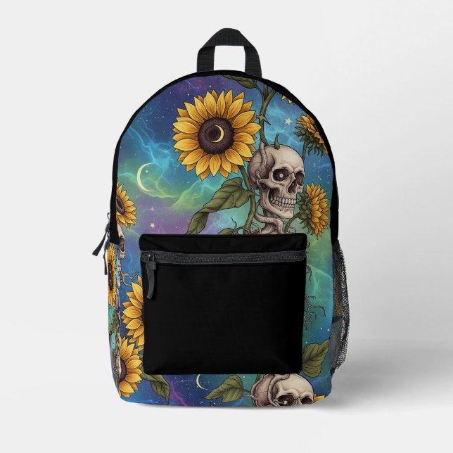 Sunflowers and Skulls Backpack (Front)