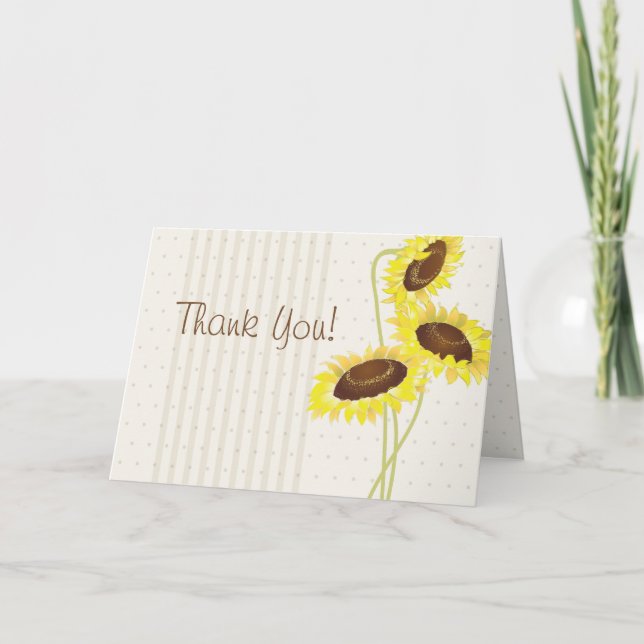 Sunflowers And Stripes Collection Thank You Card (Front)