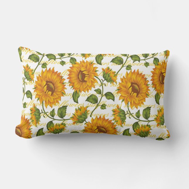 Sunflowers and text lumbar cushion (Front)
