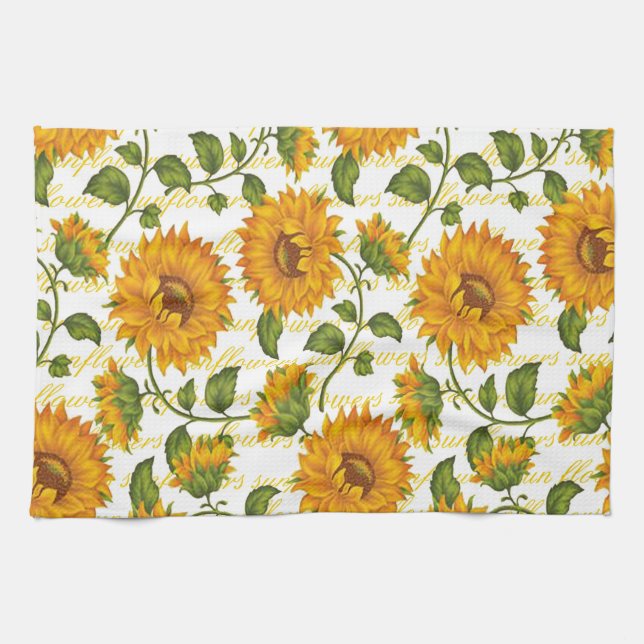 Sunflowers and text tea towel (Horizontal)