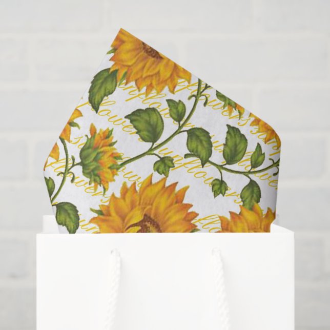 Sunflowers and text tissue paper (Gift Bag)