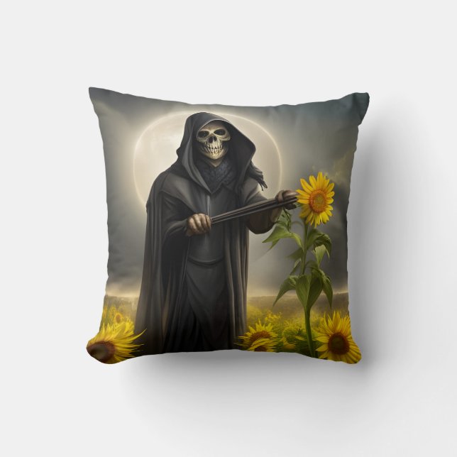 Sunflowers and the Grim Reaper  Cushion (Front)