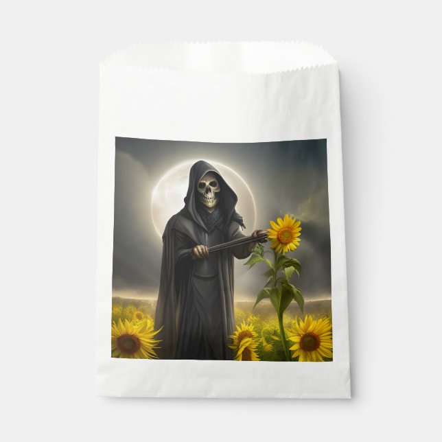 Sunflowers and the Grim Reaper  Favour Bags (Front)