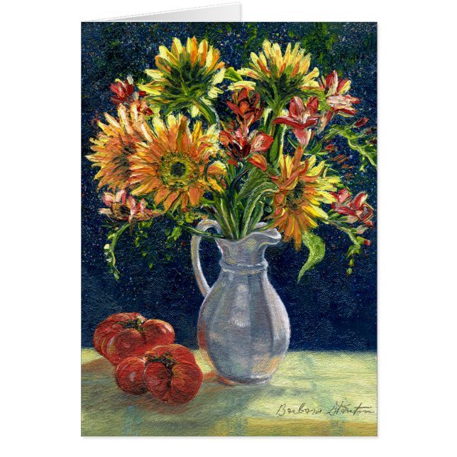 "Sunflowers and Tomatoes" Blank Note Card (Front)