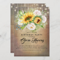 Sunflowers and White Roses Rustic Birthday Party