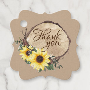Sunflowers and Wood Slice Thank You Favour Tags