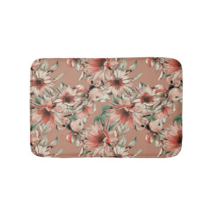 Sunflowers, apples: autumn watercolor pattern bath mat