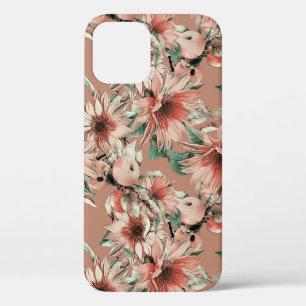 Sunflowers, apples: autumn watercolor pattern iPhone 12 case